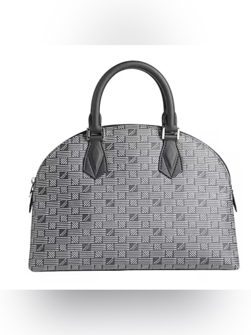 Gray Patterned Dome Satchel Handbag